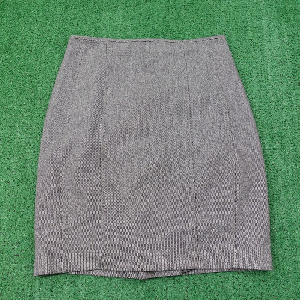 Express Skirt Womens 8 Gray Straight Pencil Knee Length Stretch Lined Zip